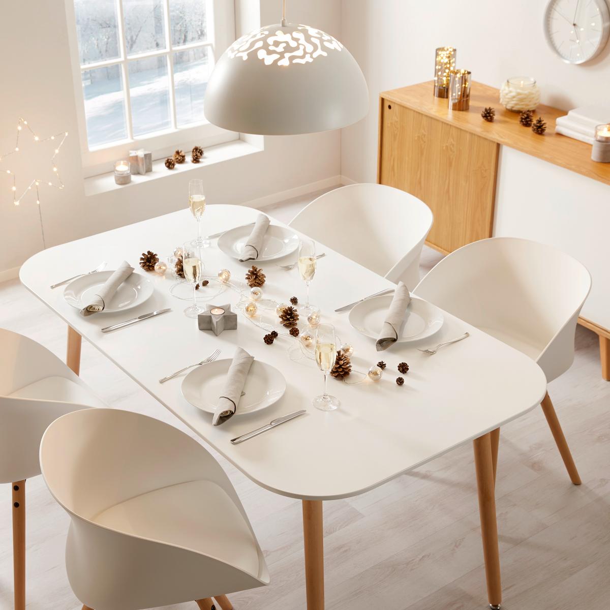 Esstisch Anuk Weiß MDF ca. 160x90 cm - Buchefarben/Weiß, MODERN, Holz/Holzwerkstoff (160/90/75cm) - Bessagi Home