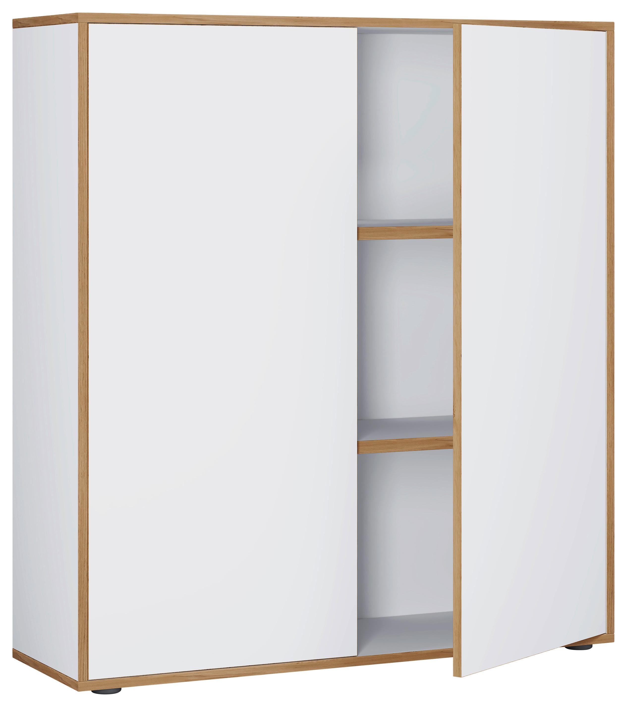 Aktenschrank Salia B100 Weiß/Honigeiche - Honigeiche/Weiß, Design, Holzwerkstoff (100/110/33cm) - P & B