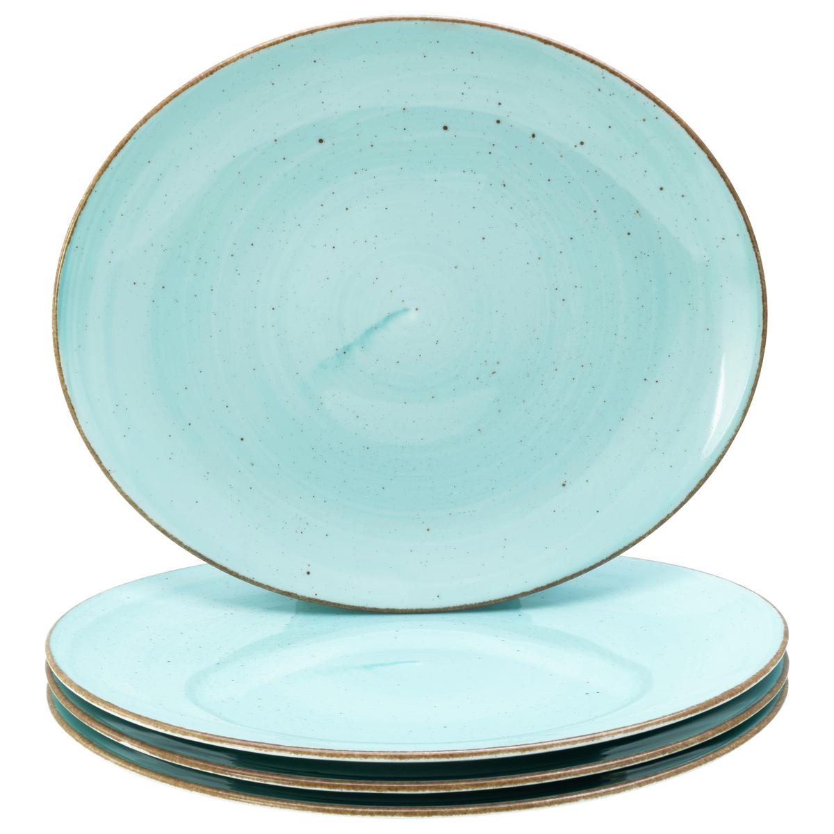 Set Krožnikov Za Zrezke Aqua, 4-Delni - svetlo modra, Basics, keramika (30,5/26cm) - Creatable