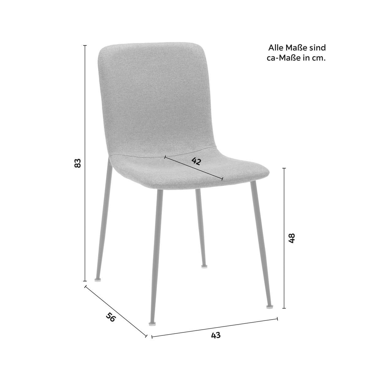 Stuhl Nele Grau Leinenoptik Gepolstert - Schwarz/Grau, MODERN, Holz/Textil (43/83/56cm) - Bessagi Home