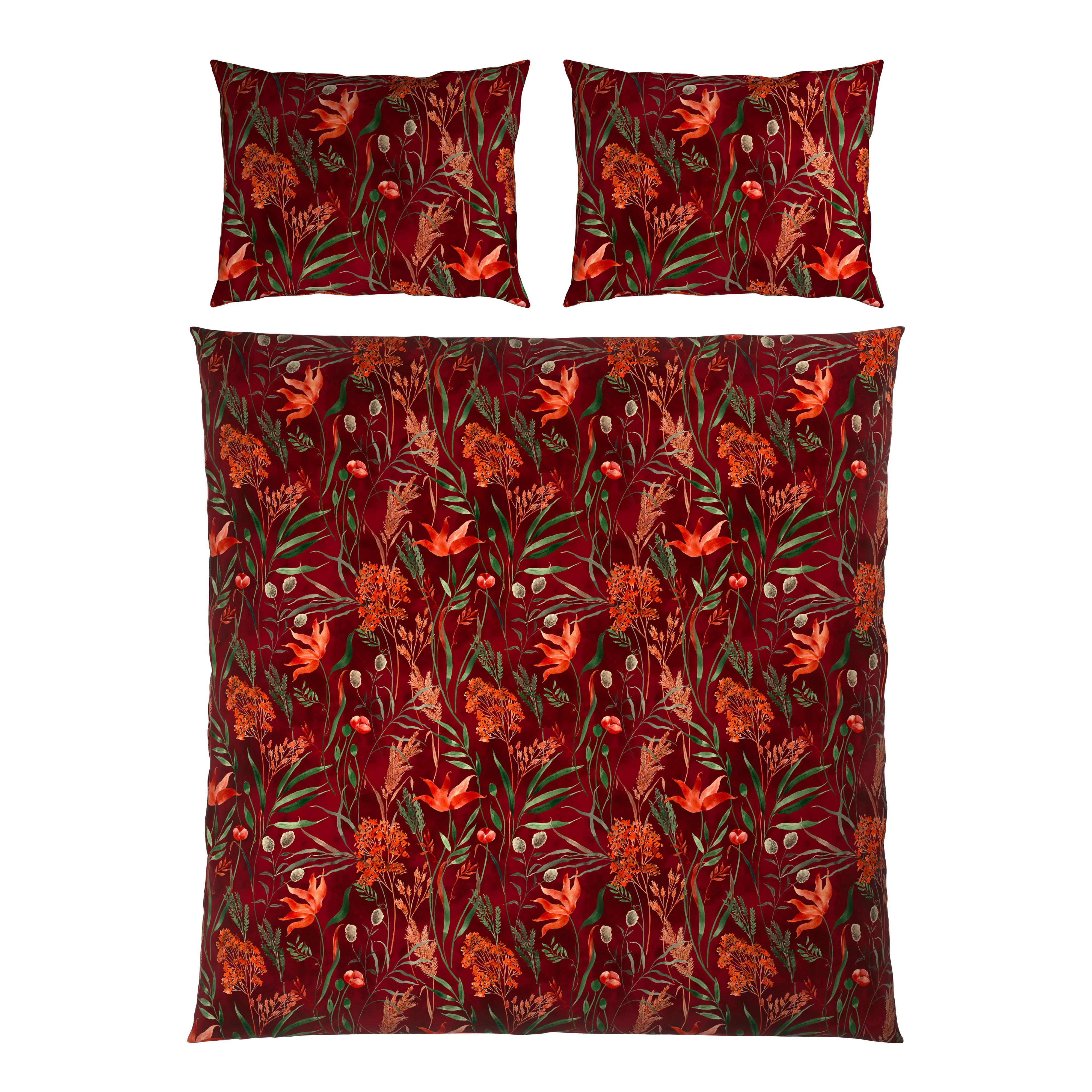 Lenjerie de pat Nora, cca. 200x220/2x50x70 cm - roșu, Modern, textil (200/220cm) - Mömax