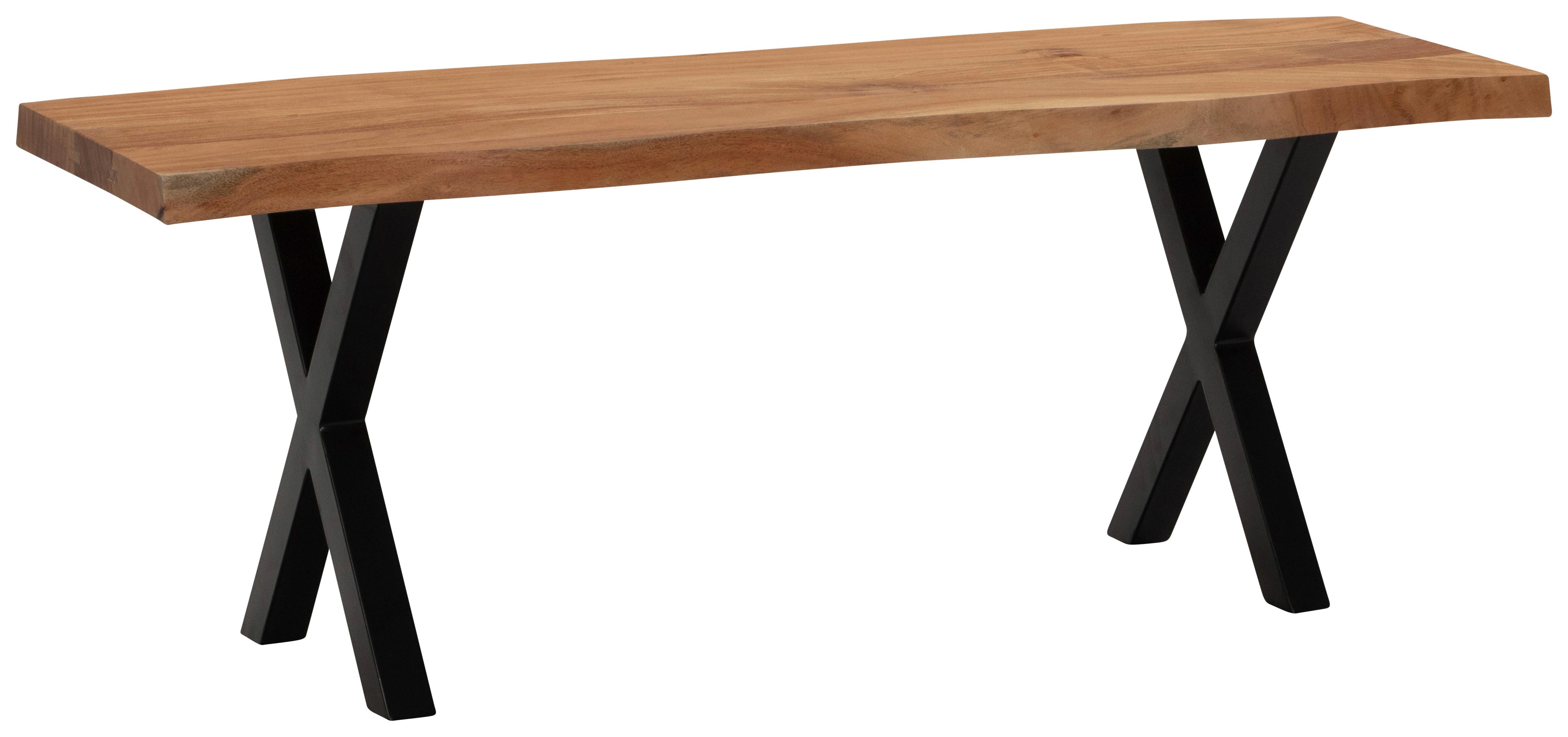 Garderobenbank ca. 120x40x45,5 cm Akazie Echtholz - Hellbraun/Schwarz, Design, Holz/Metall (120/40/45,5cm) - MID.YOU