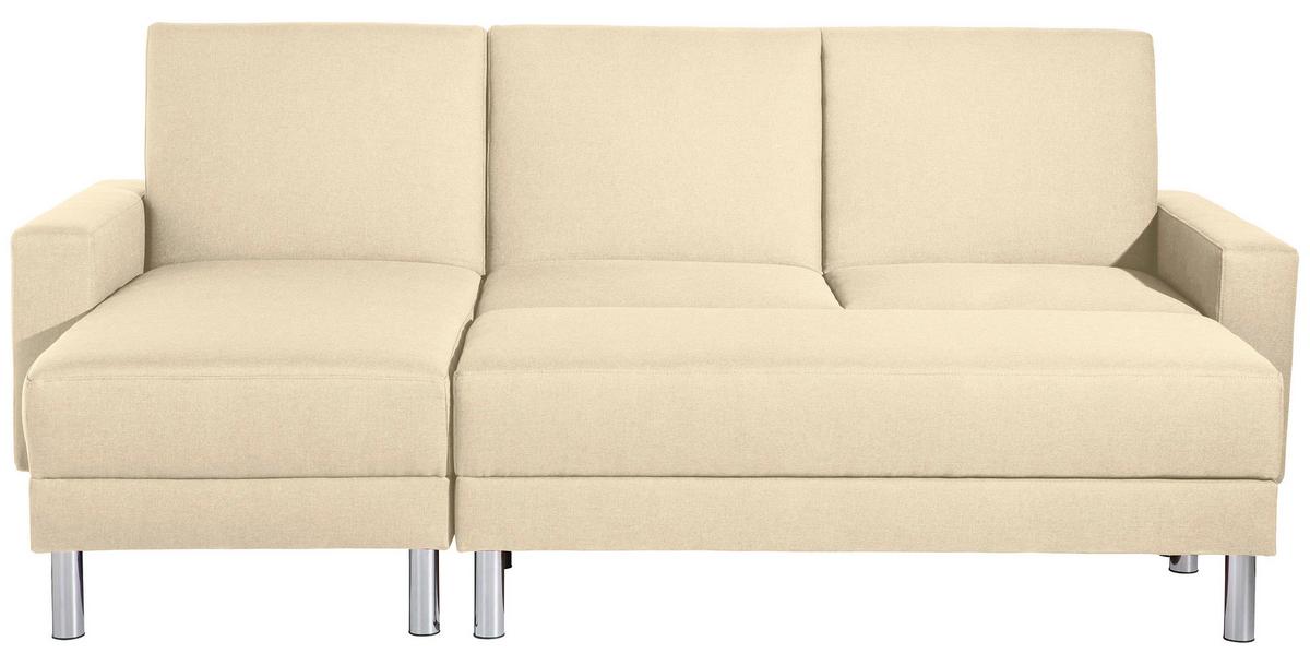 ECKSCHLAFSOFA JUST FASHION - Chromfarben/Beige, KONVENTIONELL, Textil/Metall (152/230cm) - Max Winzer