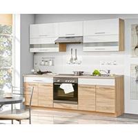 Bucătărie standard Corina - stejar Sonoma/alb, Modern, plastic/sticlă (220/214.9/60cm) - Mömax