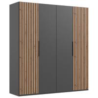 DULAP USI ROTAIVE ANDORRA - culoare lemn stejar/grafit, Modern, material pe bază de lemn (200/216/58cm) - Modern Living