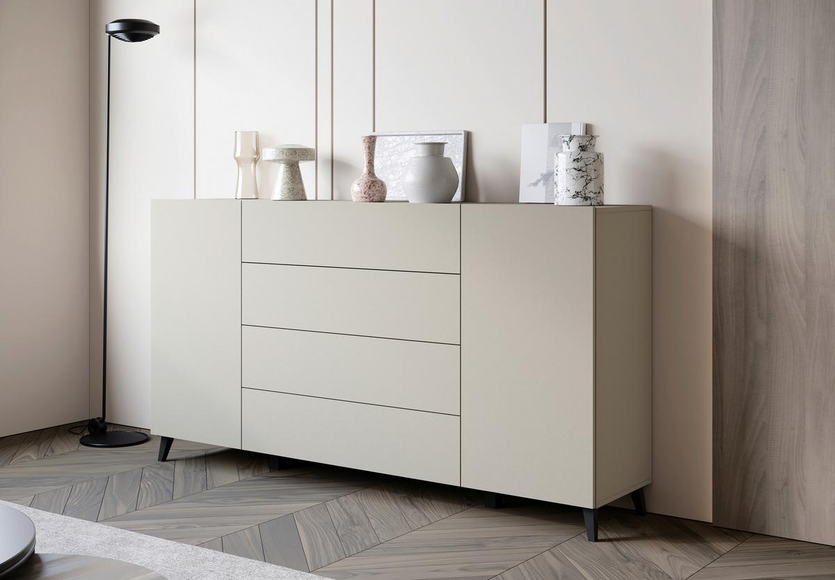 Sideboard Phuket Kaschmir Beige - Kaschmir/Schwarz, Design, Holzwerkstoff/Kunststoff (180/95,4/39cm) - P & B
