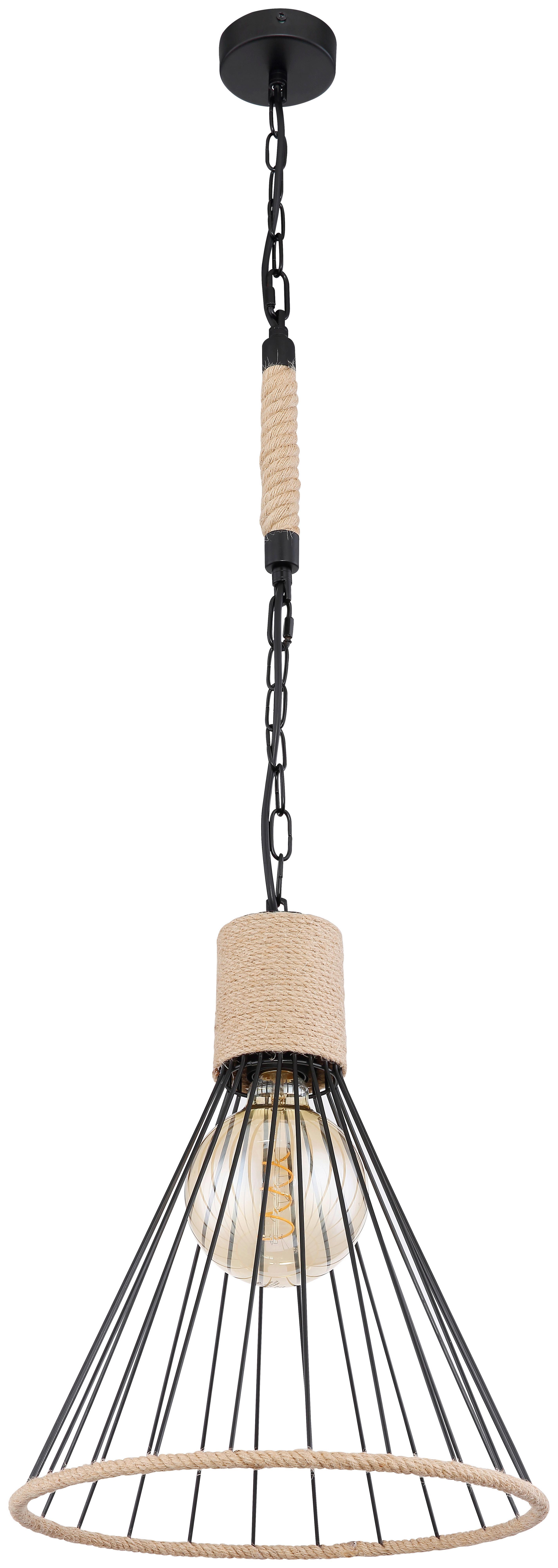 HÄNGELEUCHTE HALIA D: 35 CM BRAUN - Schwarz/Braun, Natur, Naturmaterialien/Metall (35/140cm) - Globo