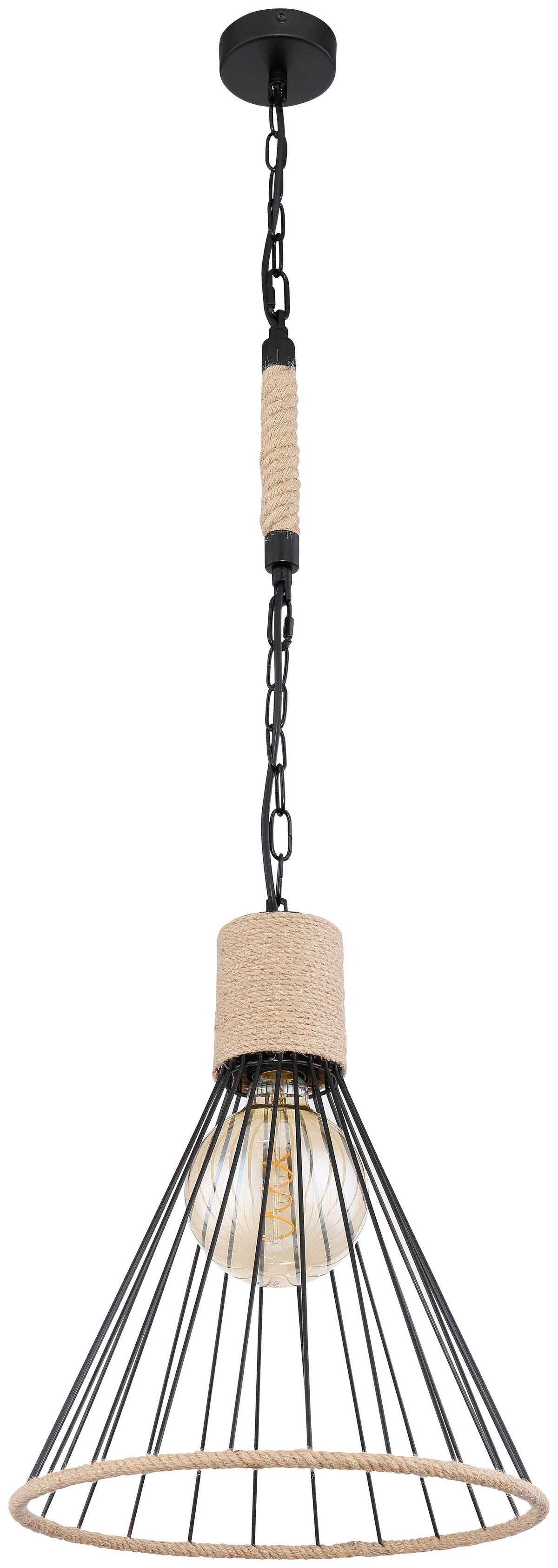 HÄNGELEUCHTE HALIA D: 35 CM BRAUN - Schwarz/Braun, Natur, Naturmaterialien/Metall (35/140cm) - Globo
