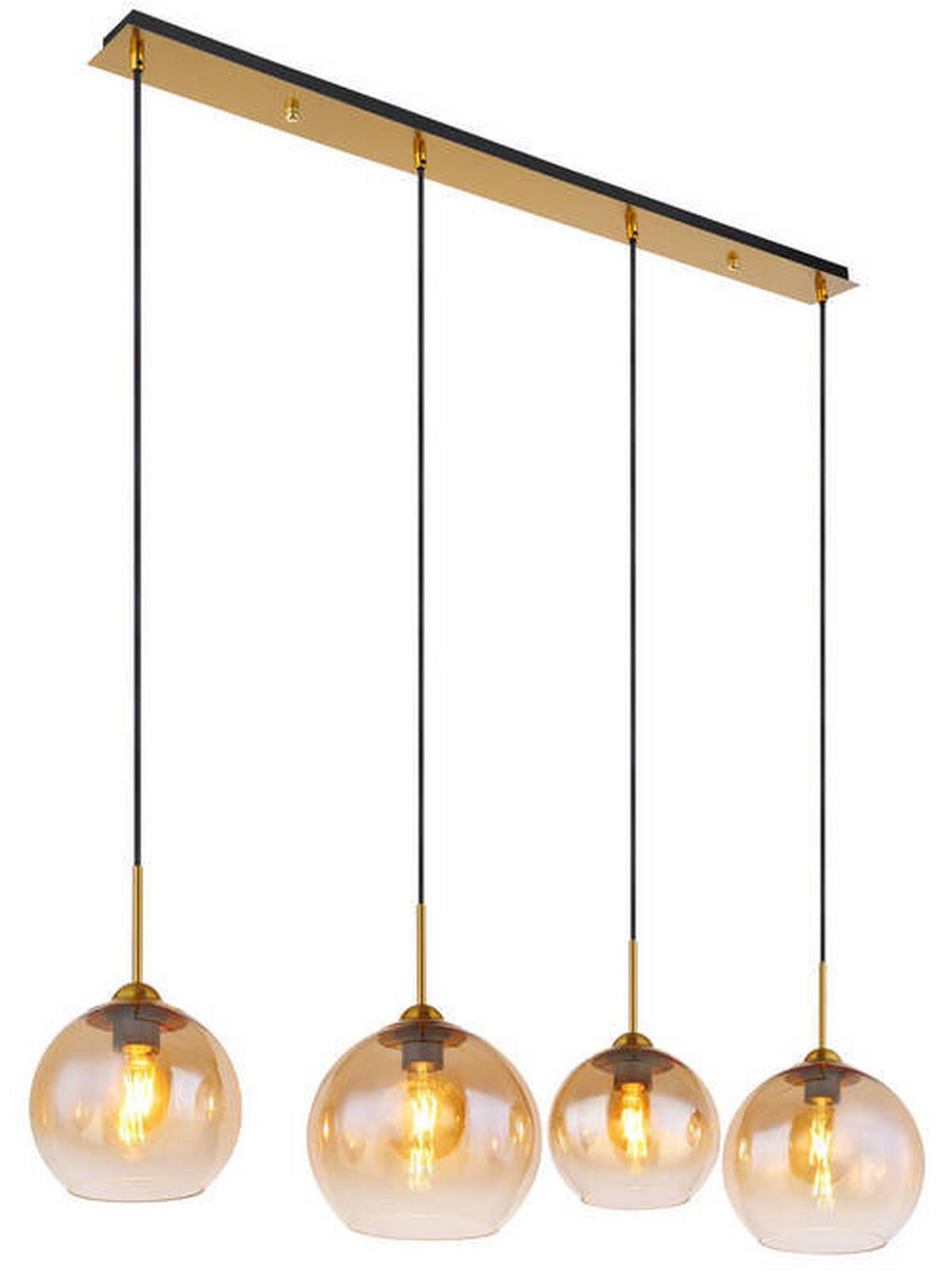 Hängeleuchte Jamessa Messingfarben max. 60 Watt - Klar/Messingfarben, Design, Glas/Metall (120/25/120cm) - Globo