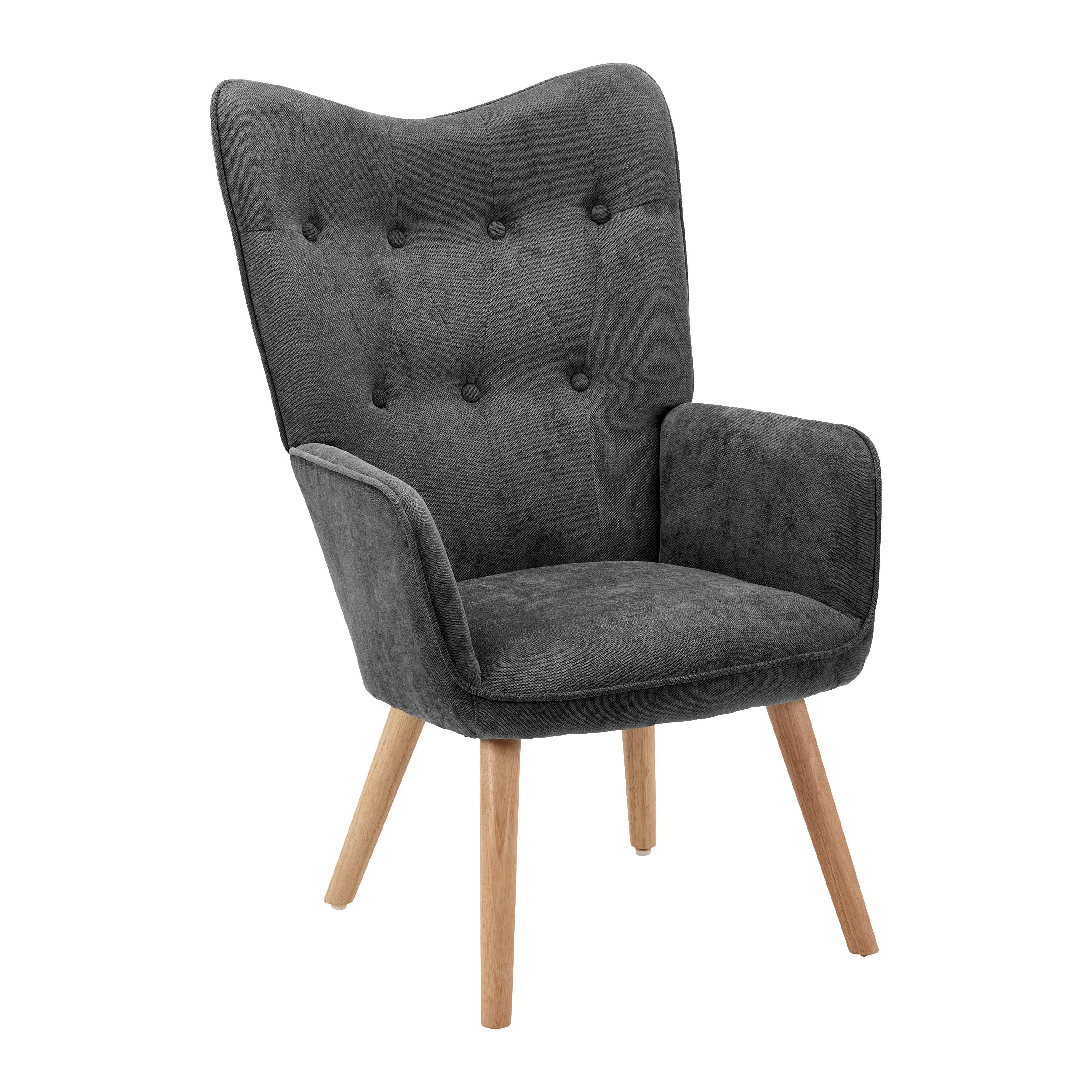Fotelj Natalie, Siva - siva/naravne barve, Moderno, kovina/tekstil (64/99/68cm) - Bessagi Home