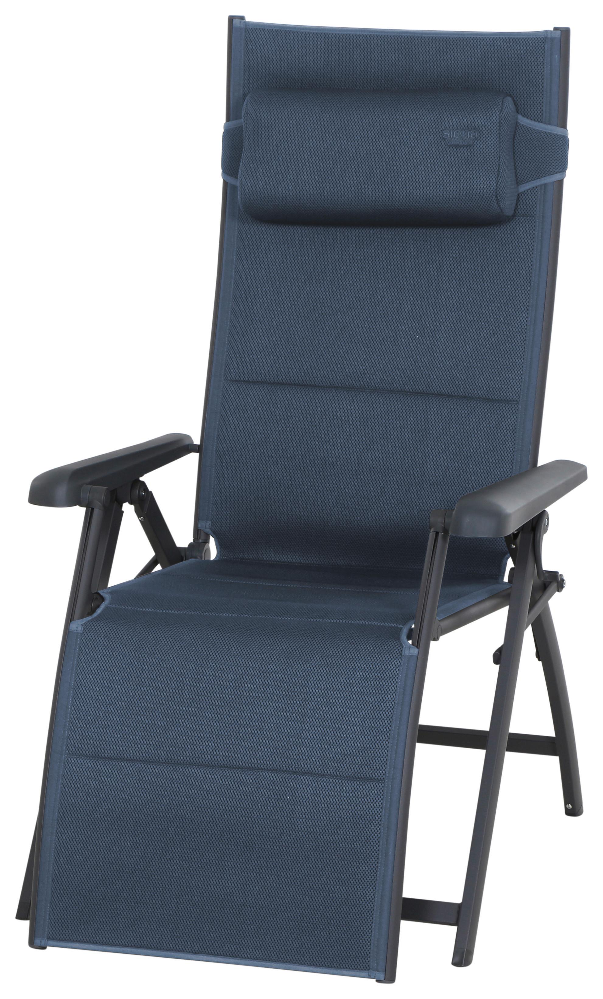 Garten-Relaxsessel klappbar Premium Aluminium - Anthrazit/Dunkelblau, KONVENTIONELL, Textil/Metall (69/124/84cm) - Siena Garden