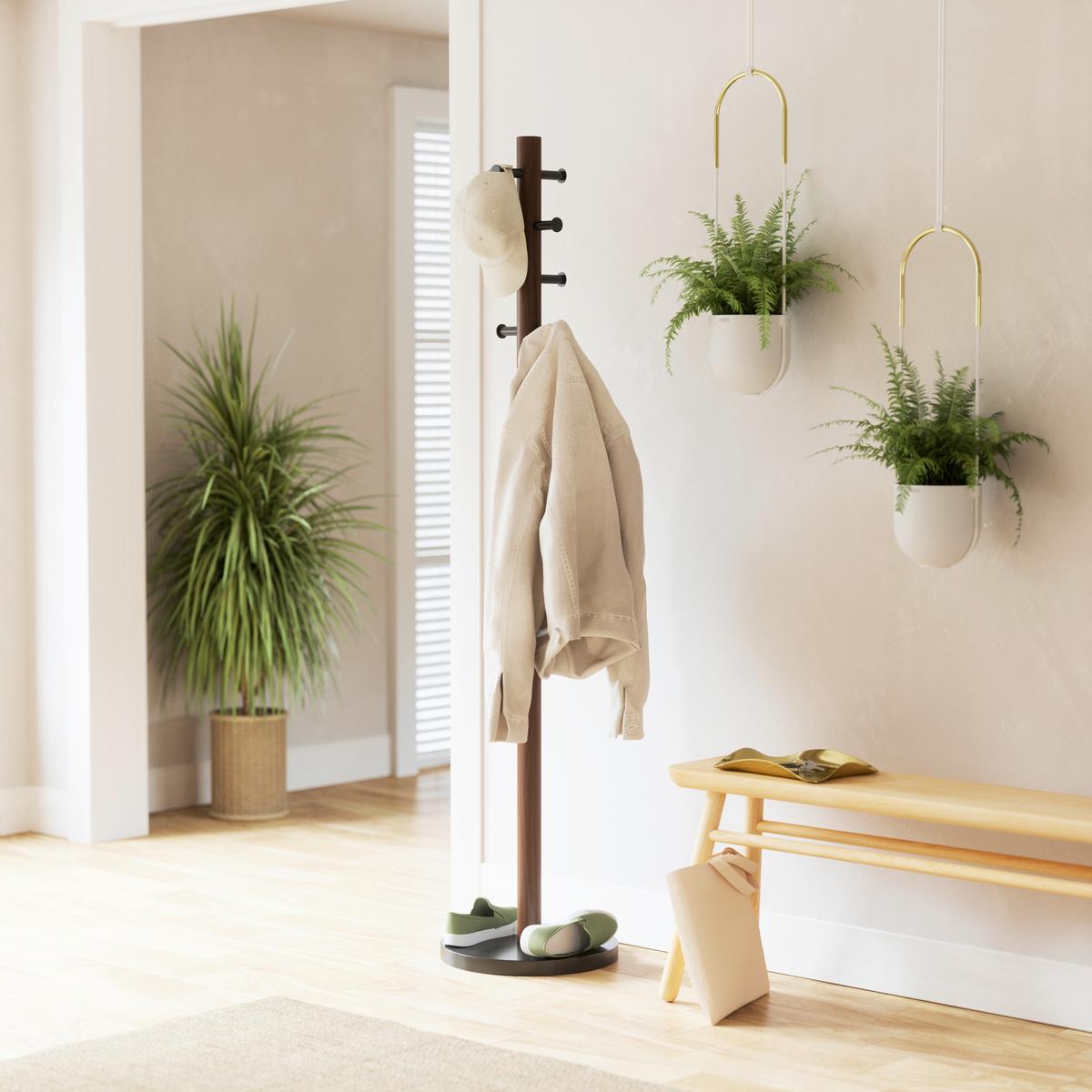 Kleiderständer Dunkelbraun - Dunkelbraun, Basics, Holz (51/165cm) - Umbra