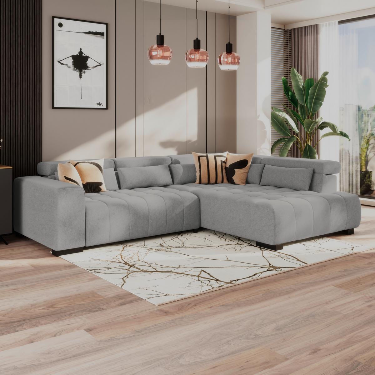 Kutna Garnitura Matera - tamno siva/crna, Trend, tekstil/drvo (311/226cm)