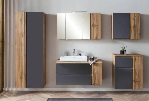 Hochschrank Varese ca. 65x180 cm Grau/Eiche - Eiche Wotan/Grau, MODERN, Holzwerkstoff (65/180/35cm) - Held