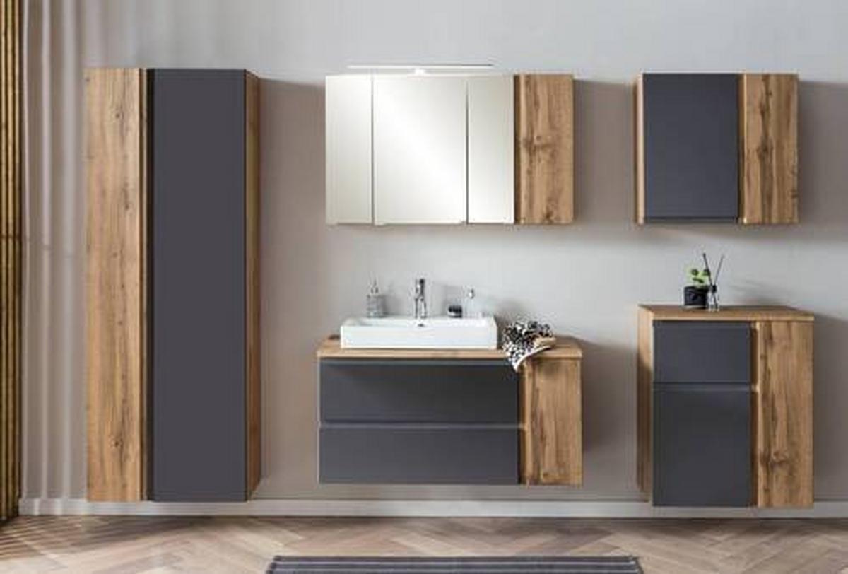 Hochschrank Varese ca. 65x180 cm Grau/Eiche - Eiche Wotan/Grau, MODERN, Holzwerkstoff (65/180/35cm) - Held