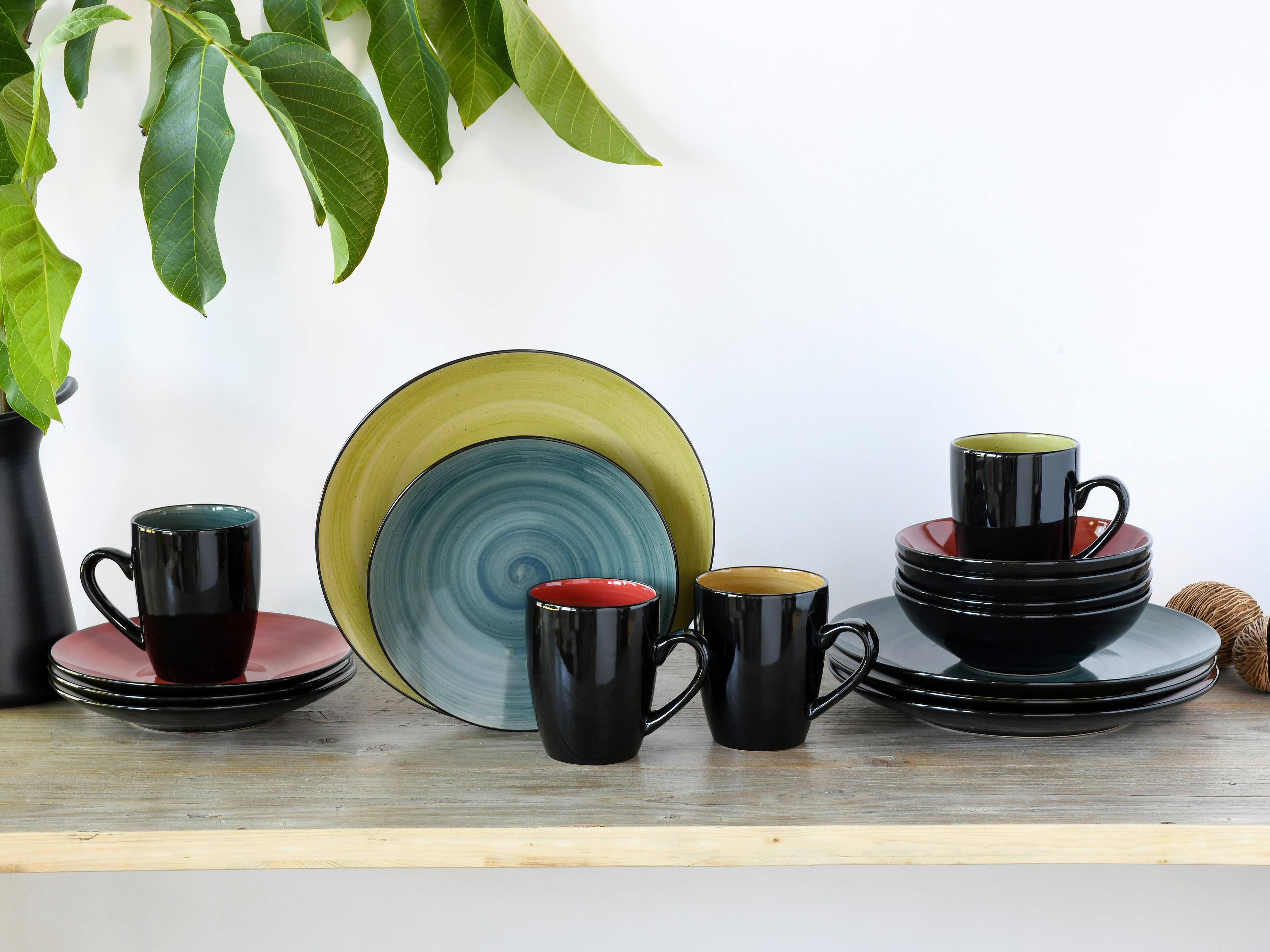 Kombiservice Samoa aus Steinzeug, 16-teilig - Multicolor, MODERN, Keramik (32,5/31/31cm) - Creatable