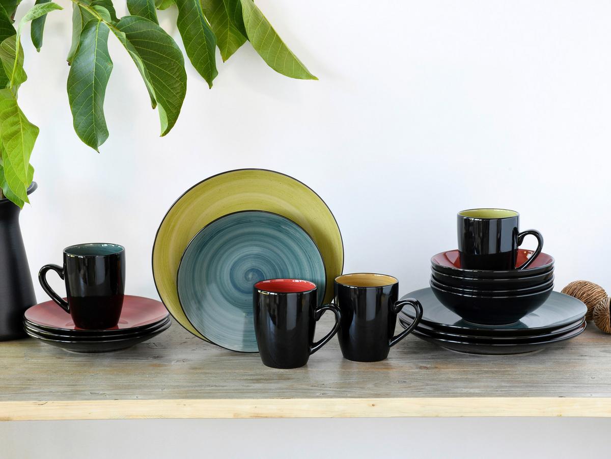 Kombiservice Samoa aus Steinzeug, 16-teilig - Multicolor, MODERN, Keramik (32,5/31/31cm) - Creatable