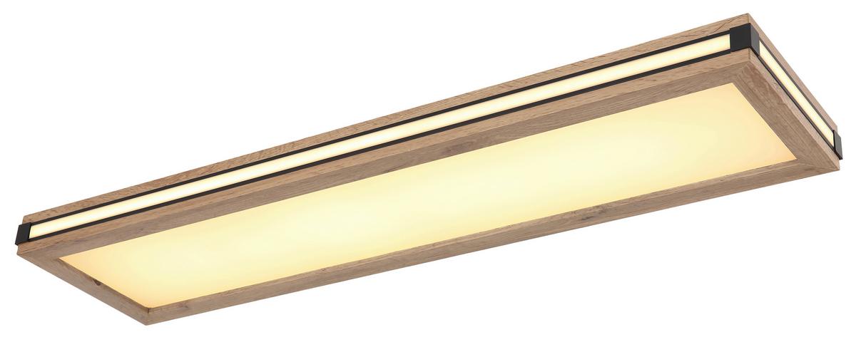 LED-DECKENLEUCHTE 41589D4 - Weiss/Dunkelbraun, Konventionell, Holzwerkstoff/Kunststoff (80/20/7,5cm) - Globo