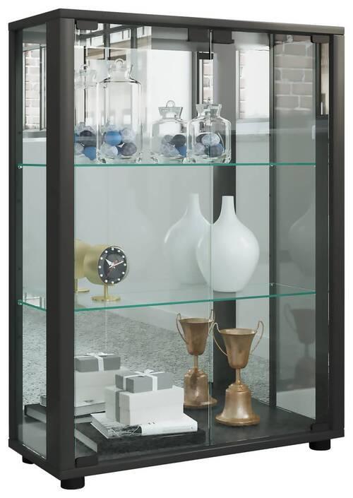 Vitrine Sintalo ca. 60x80 cm Schwarz - Schwarz, MODERN, Glas/Holzwerkstoff (60/80/25cm) - MID.YOU