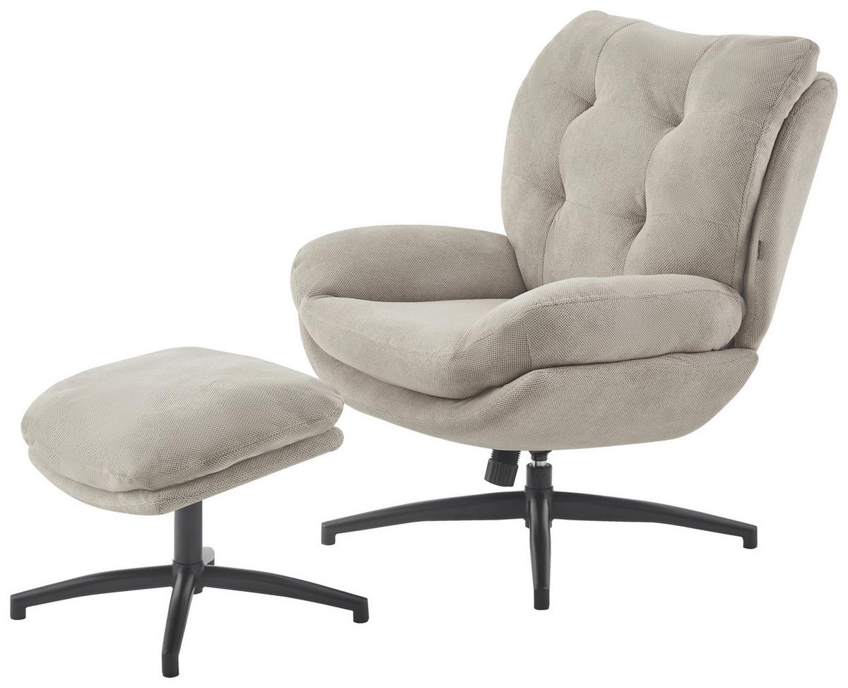ZESTAW FOTELI RELAKSACYJNYCH TOMY - czarny/taupe, Design, metal/tkanina (75/97/88cm) - Carryhome