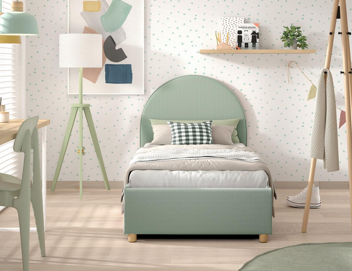 Kinder-/Juniorbett MOON Grün ca. 90x200 cm Bouclé - Naturfarben/Grün, ROMANTIK / LANDHAUS, Holz/Textil (90/200cm) - Vipack