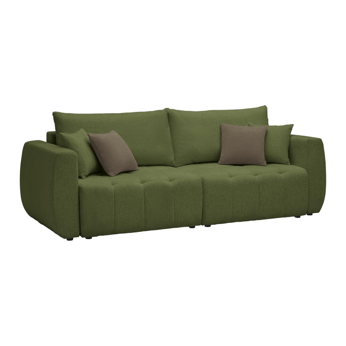 Schlafsofa Bologna Olivgrün - Schwarz/Olivgrün, Kunststoff/Textil (245/74-90/104cm) - Mömax
