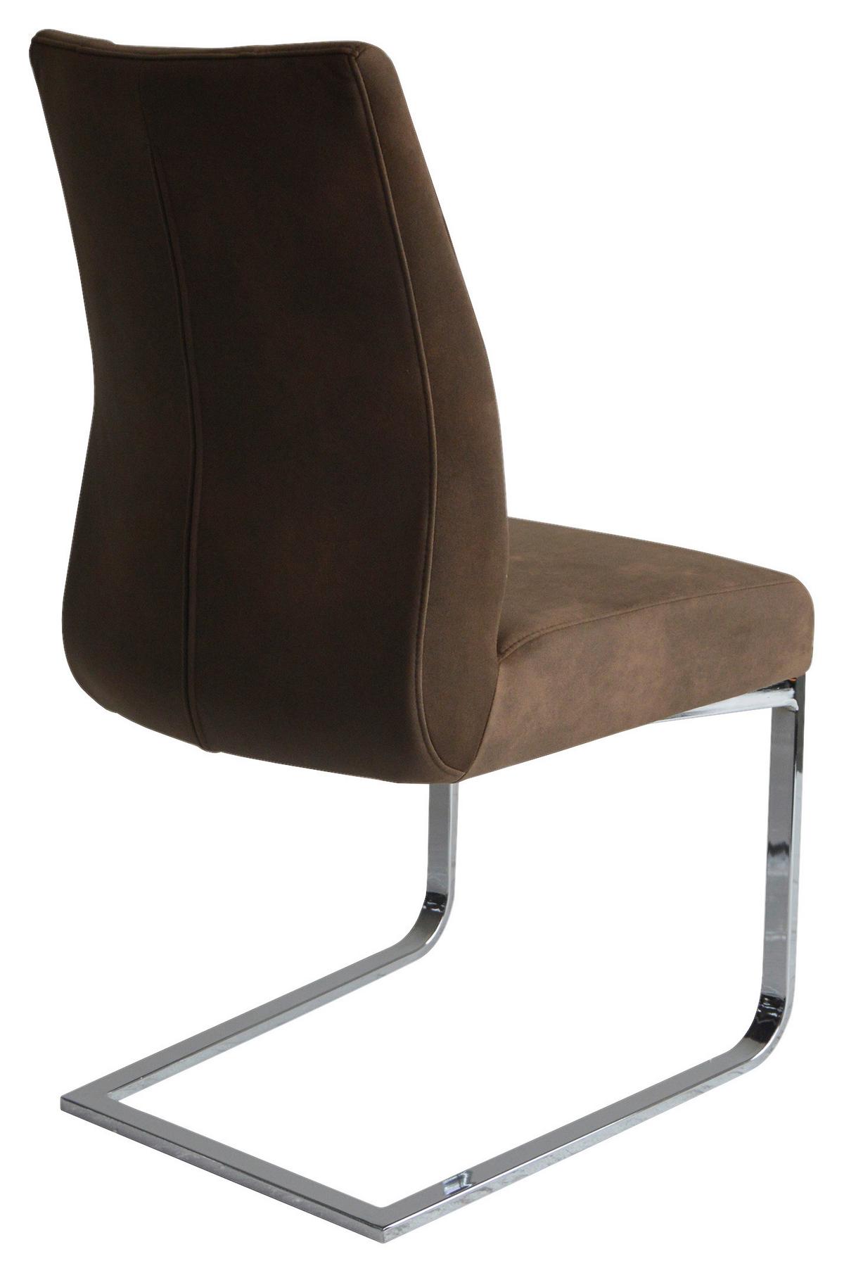 Schwingstuhl-Set MARLEN XXL Braun, Wippfunktion - Silberfarben/Braun, LIFESTYLE, Textil/Metall (47/96/62cm) - MID.YOU
