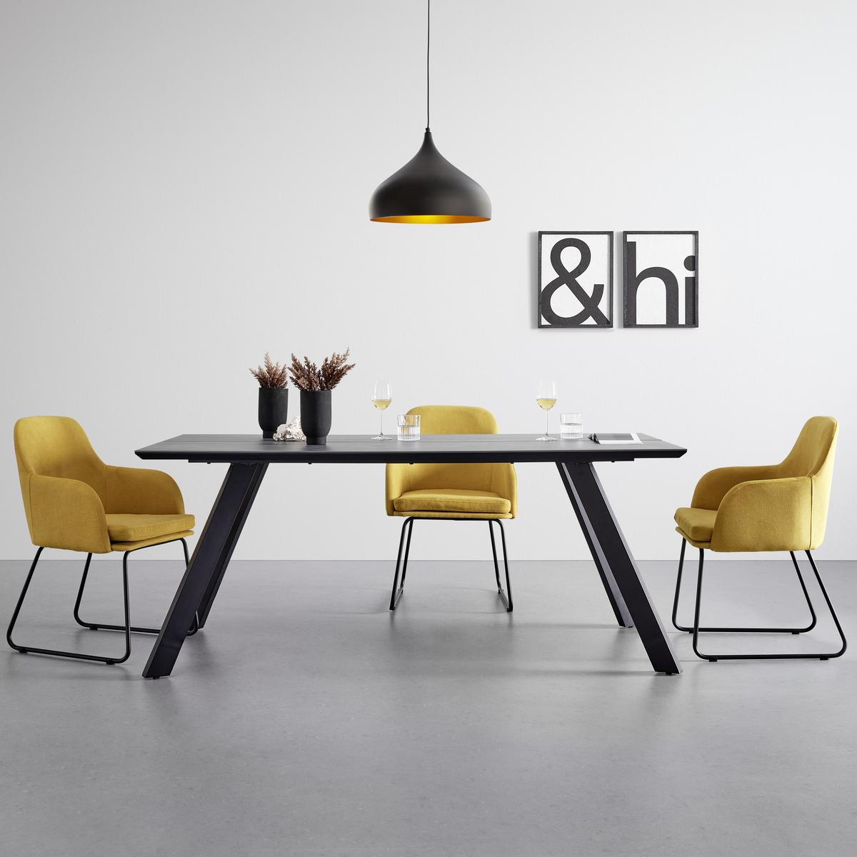 Jedilna Miza Litta, Temno Siva, Kovina - temno siva/črna, Moderno, kovina/leseni material (180/90/76cm) - Bessagi Home