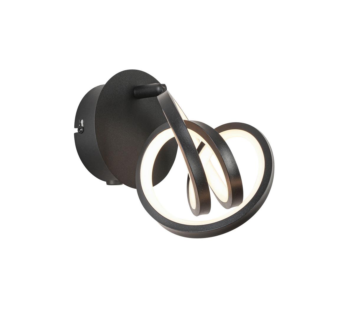 LED Spotlámpa Rundi - fekete, Modern, műanyag/fém (12/12/18cm) - Modern Living