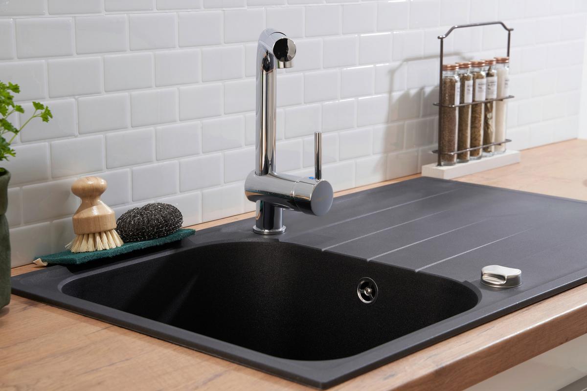 Granitspüle Orlando ca. 86x20,9x50 cm Schwarz - Schwarz, Trend, Stein (86/20,9/50cm) - Respekta
