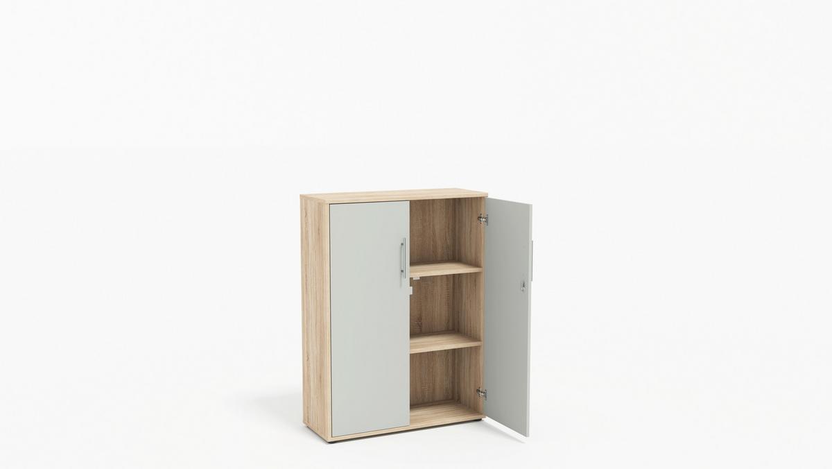 AKTENSCHRANK OFFICE EDITION - SW SET 4 - Hellgrau/Sonoma Eiche, MODERN, Holzwerkstoff (128,5/185,6/33cm) - MID.YOU