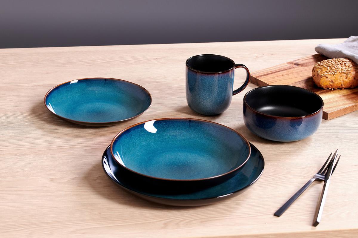 SERWIS ŚNIADANIOWY 420104 RITZENHOFF - niebieski, Trend, ceramika (33,5/21,5/22cm) - Ritzenhoff Breker