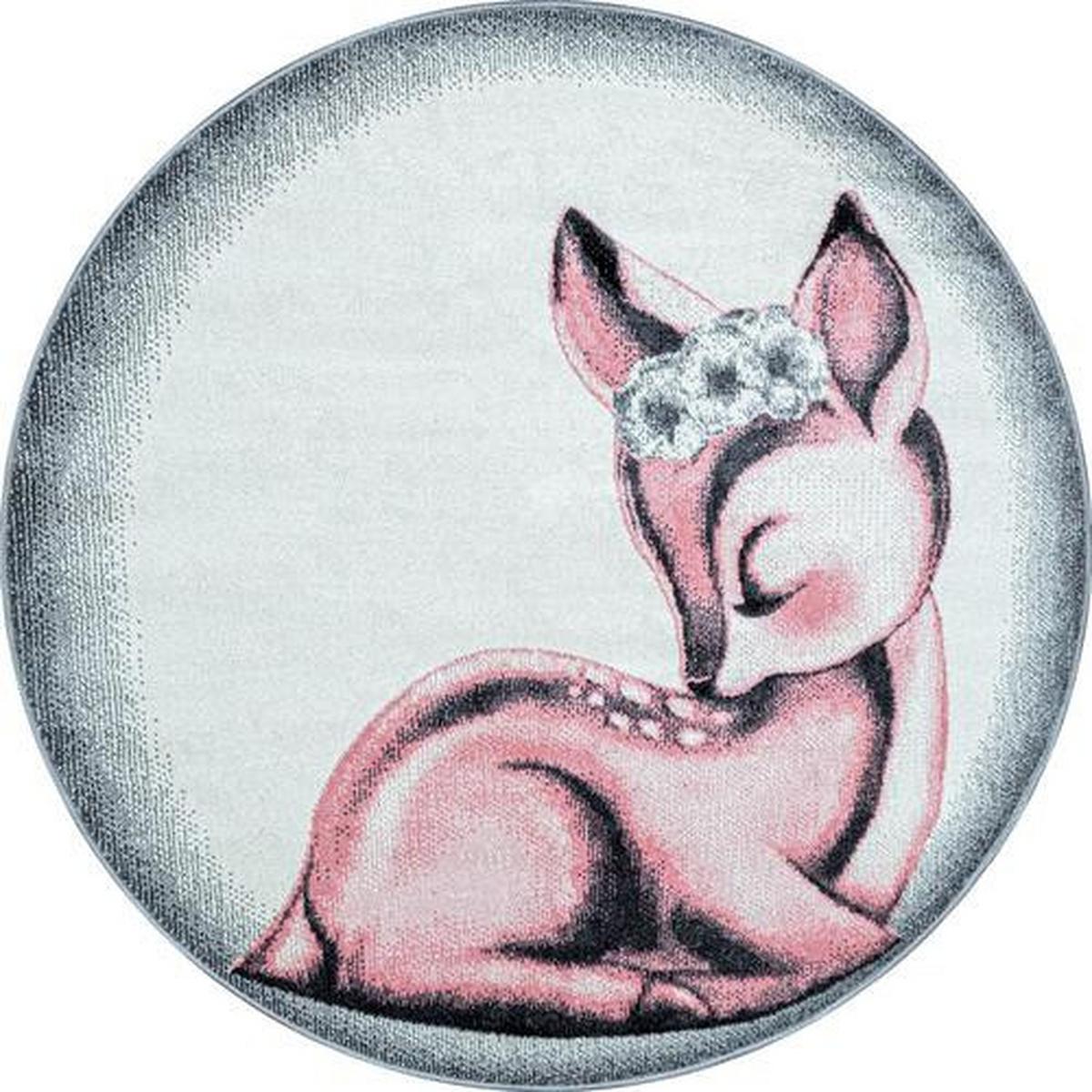 Kinderteppich Rosa Rosa Ø ca. 120 cm - Rosa, Trend, Textil (120cm)