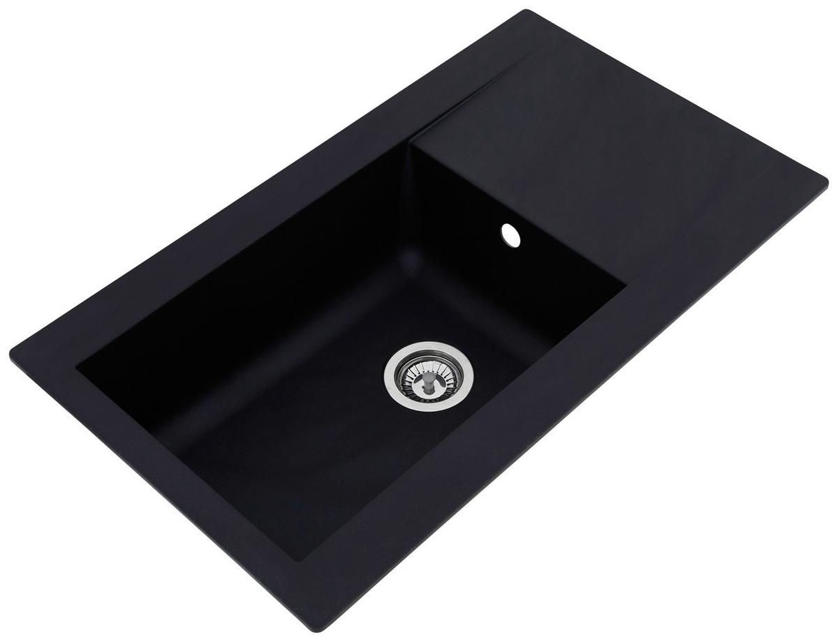 Einbauspüle Denver ca. 86x20x50 cm Schwarz - Schwarz, Trend, Glas/Kunststoff (86/20/50cm) - Respekta