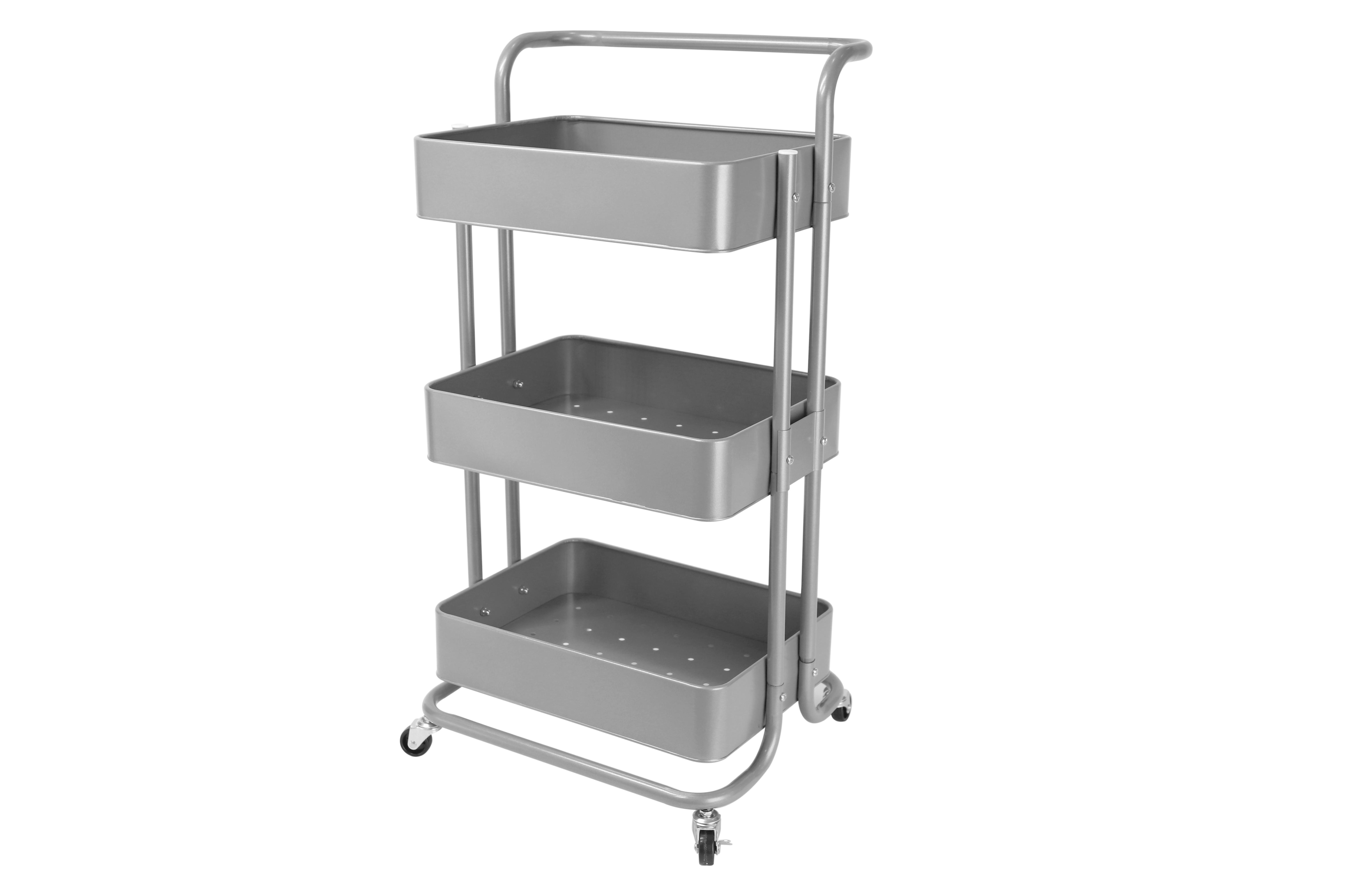 Servierwagen Danao in Silberfarben - Silberfarben/Silbereichenfarben, Basics, Metall (43/32/86cm) - Echtwerk
