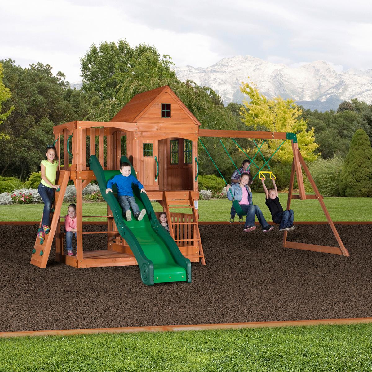 Spielturm B1808058 aus Zeder Massiv - Braun/Grün, KONVENTIONELL, Holz (537,2/290/409cm) - Ambia Garden