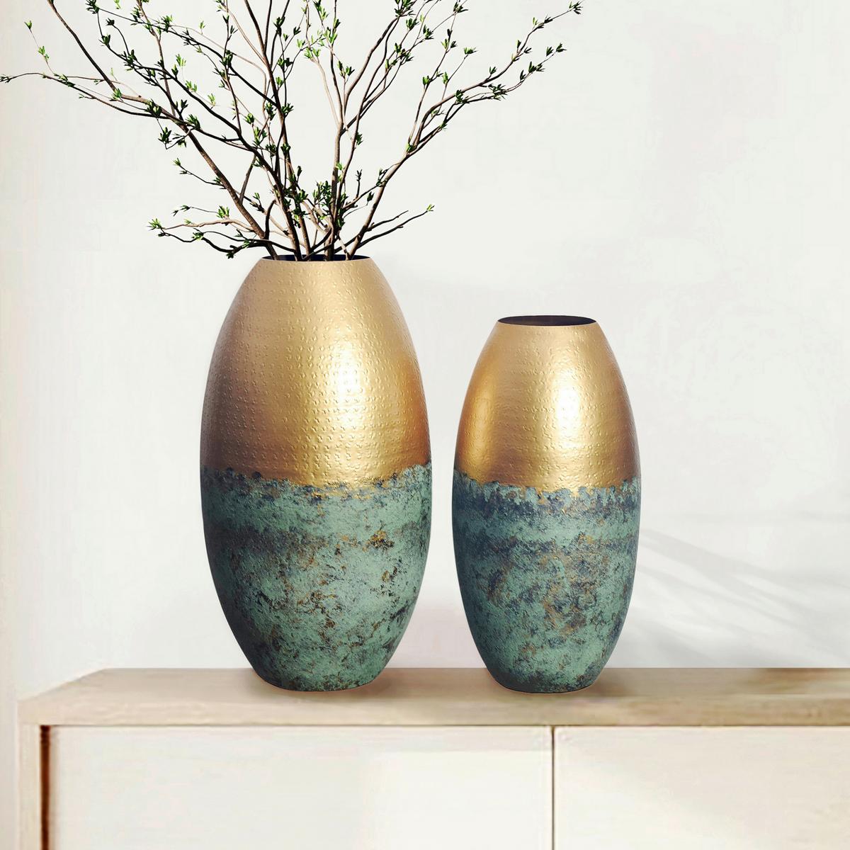 Set Dekorativnih Vaz Goldie, 2 Kos - zlate barve, Design, kovina (25/47/25cm) - Livetastic
