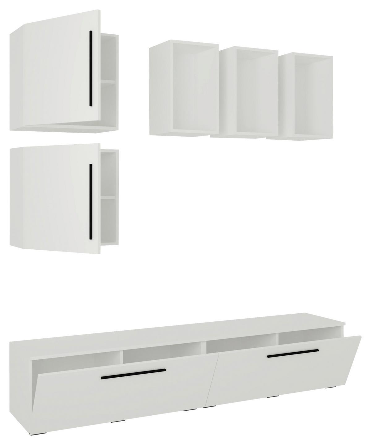 Dnevni Regal Arila, Bela, 6-Delno - črna/bela, Moderno, umetna masa/leseni material (190/200/40cm) - MID.YOU