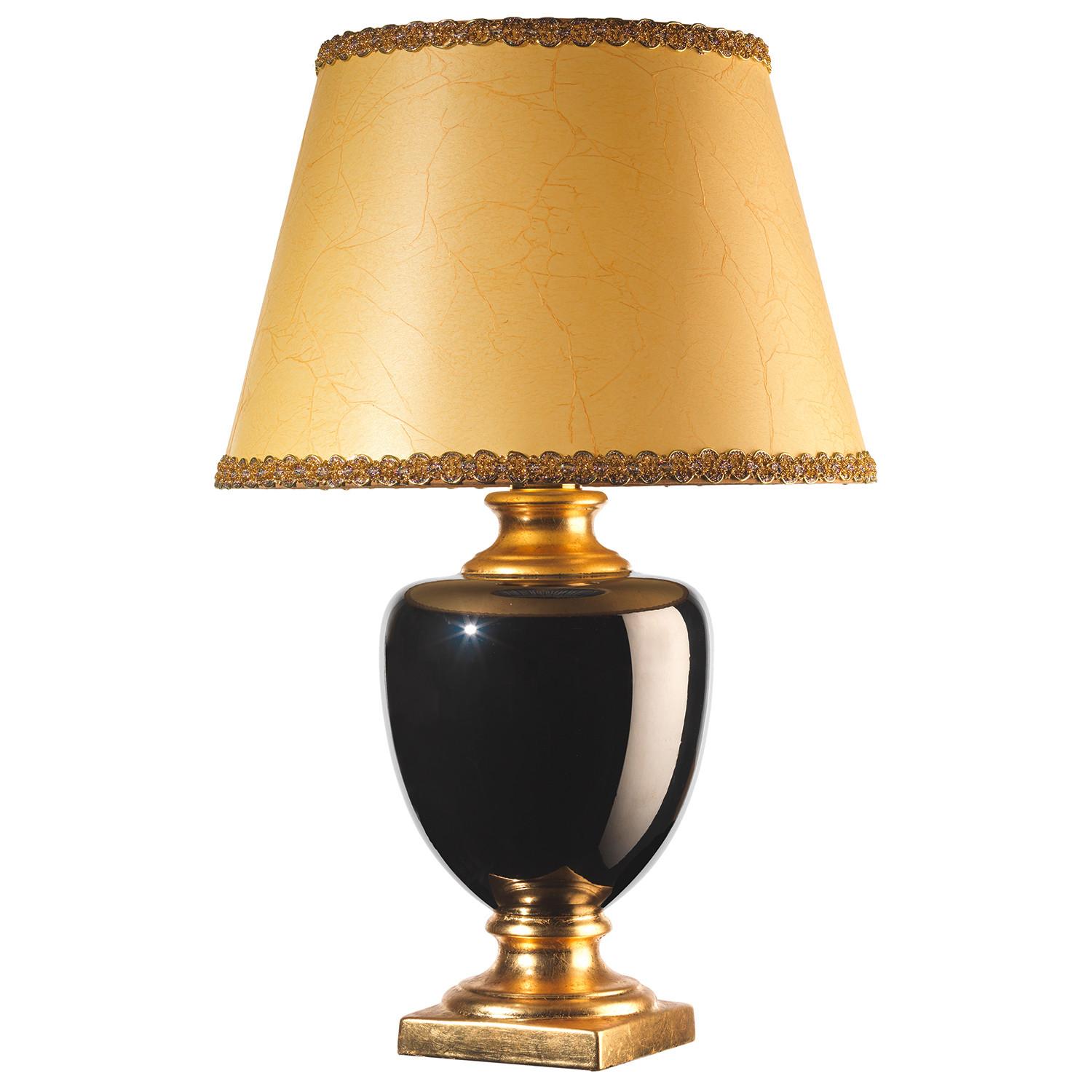 Tischleuchte Mozart Schwarz/Gold/Braun max. 22 W - Hellbraun/Goldfarben, KONVENTIONELL, Keramik/Textil (45/45/75cm)