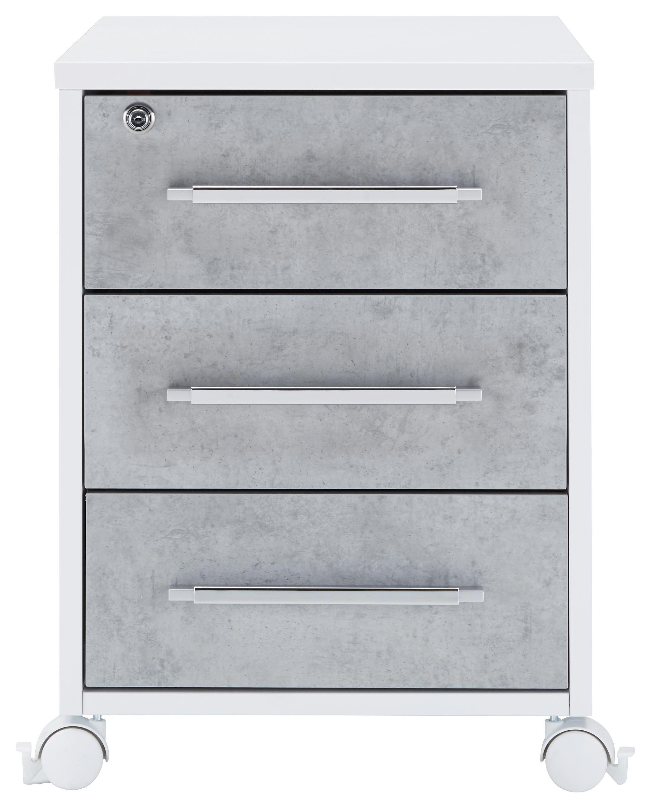 Rollcontainer Grau/Weiß - Alufarben/Weiß, MODERN, Holzwerkstoff/Kunststoff (43/59/65cm) - Mömax modern living