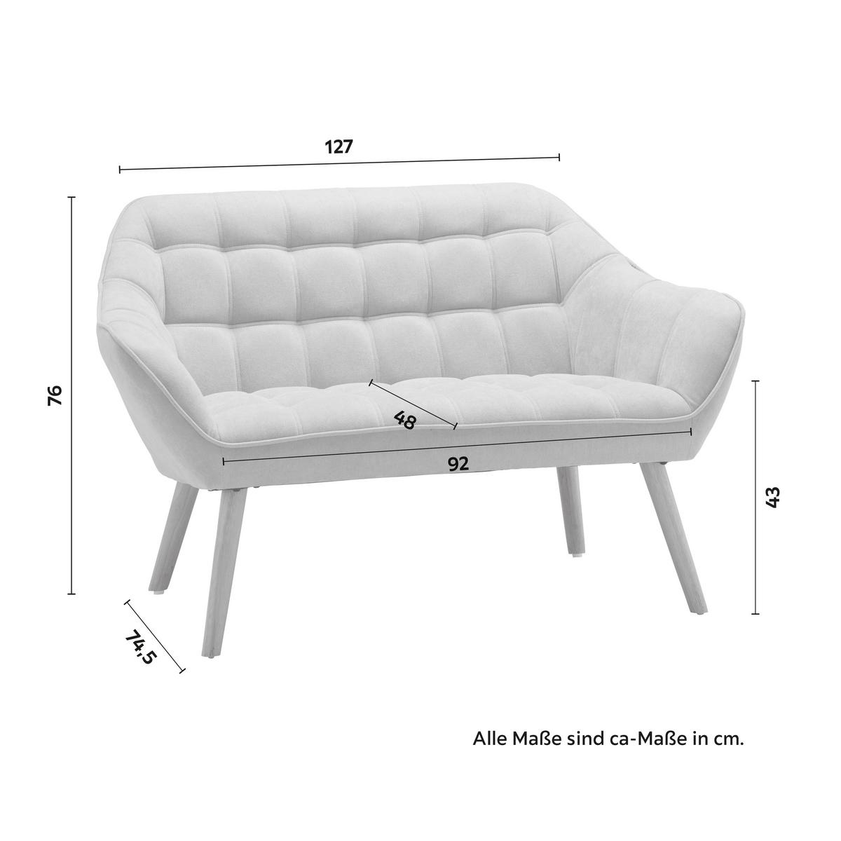 Canapea cu 2 locuri MONIQUE - gri deschis, Modern, lemn/textil (127/76/74,5cm) - Bessagi Home