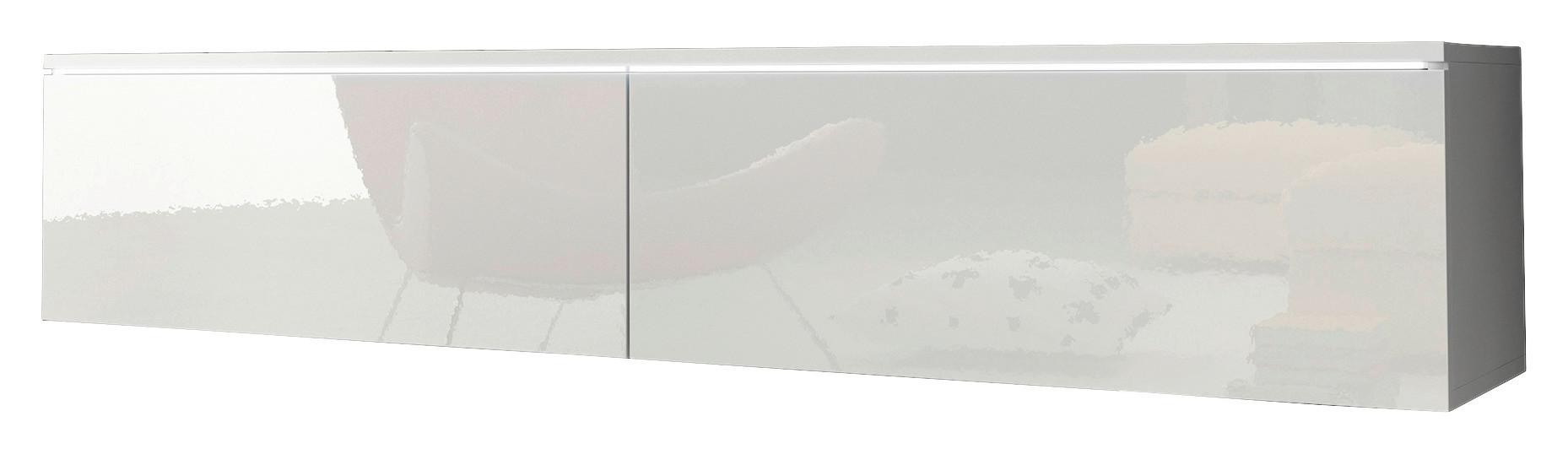 Nizka Omarica Lowa, Bela, Visoki Sijaj, Led - siva/bela, Trendi, umetna masa/leseni material (140/30/33cm) - P & B