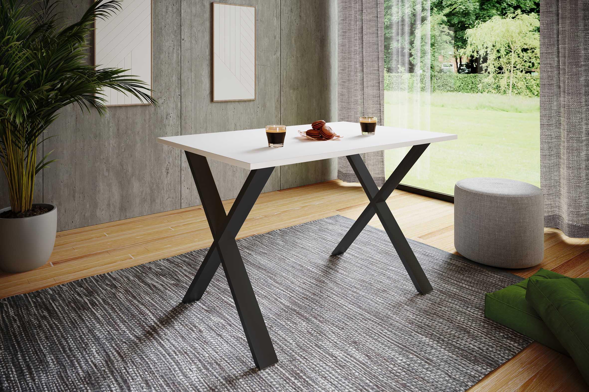 Jedilna Miza Xona, Bela, Črna - črna/bela, Basics, leseni material (110/50/76cm) - MID.YOU