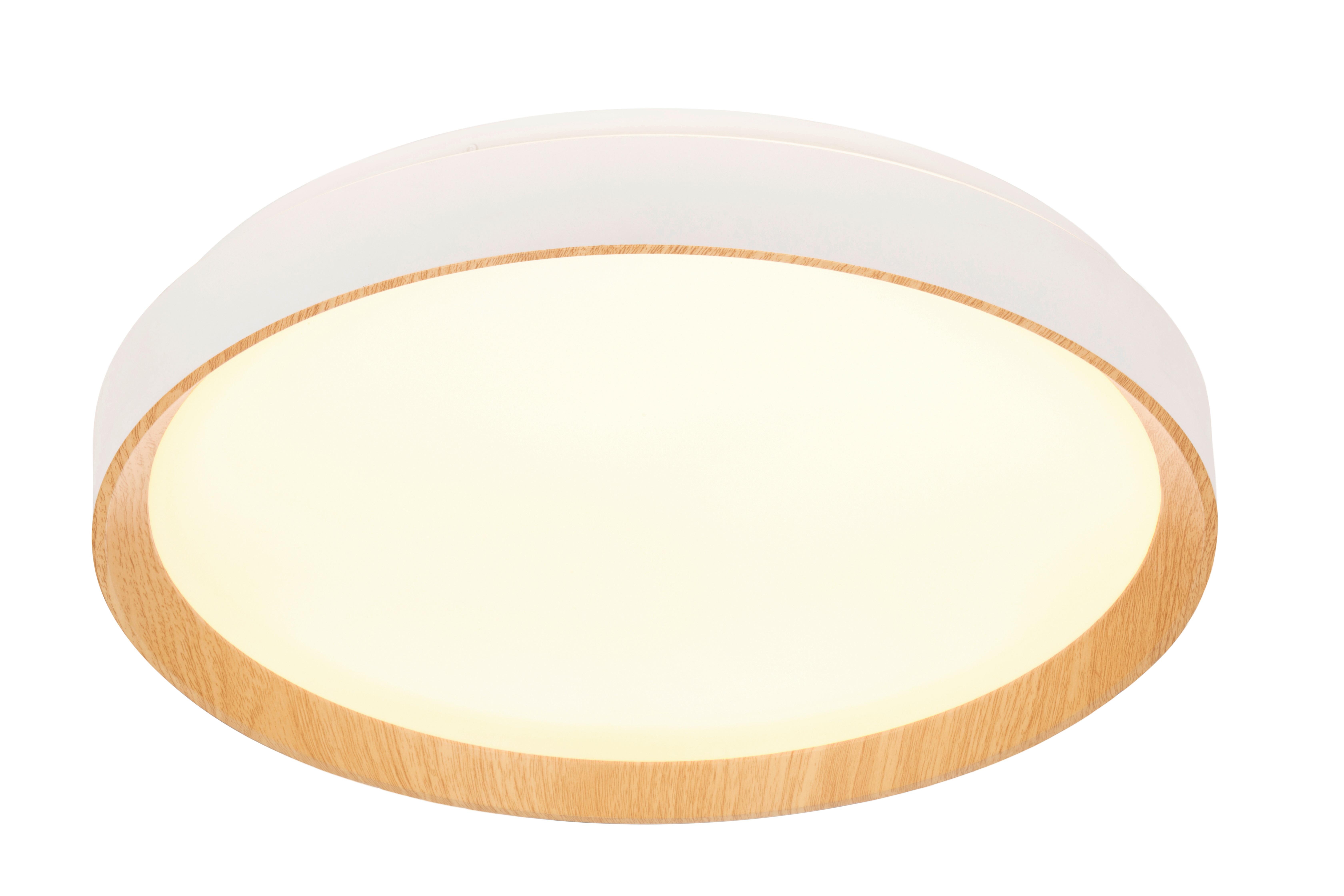 LAMPA SUFITOWA LED NASHVILLE - biały/kolor dębu sonoma, Basics, tworzywo sztuczne/metal (48/8cm) - Novel