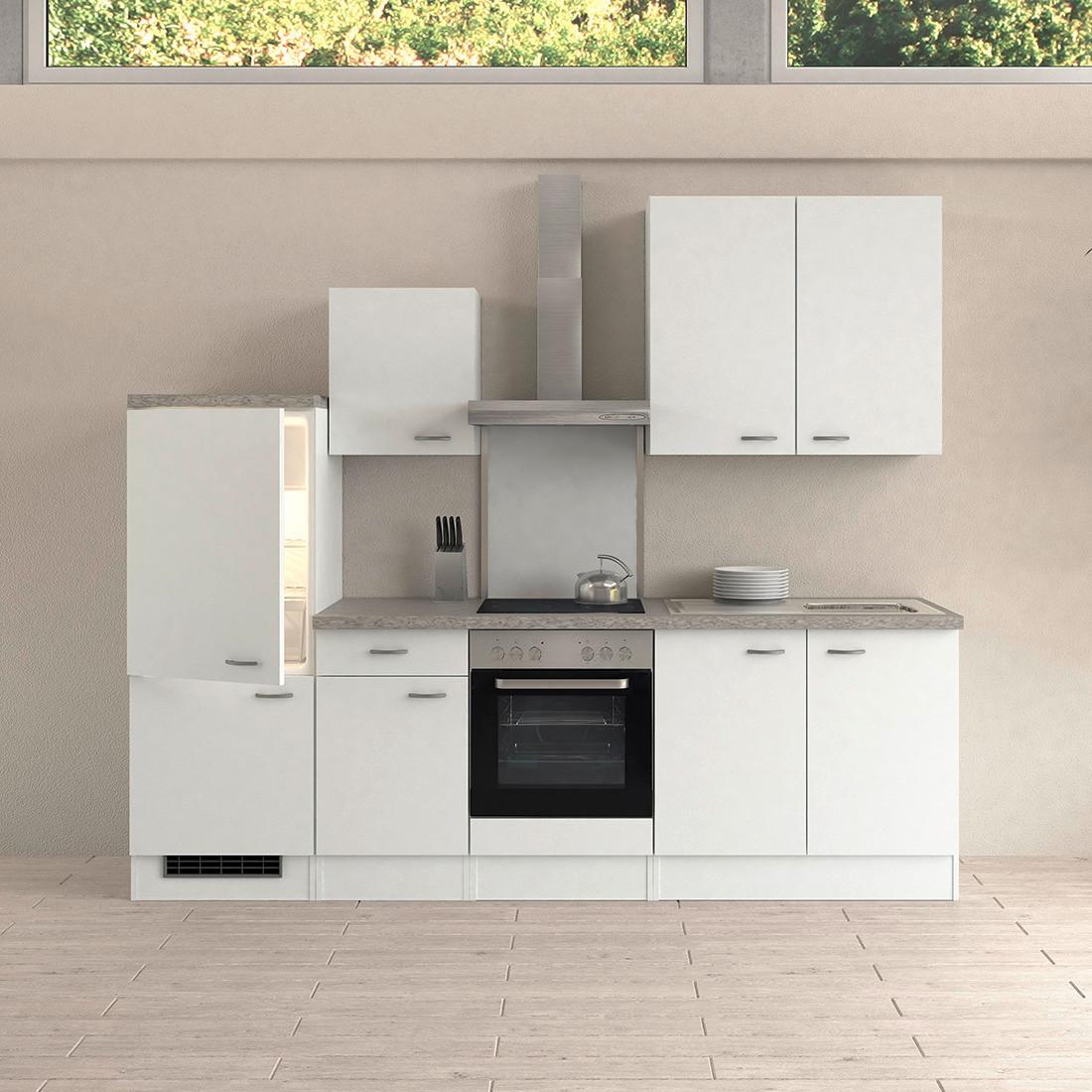 Küchenleerblock Wito B: ca. 270cm Weiß - Edelstahlfarben/Hellgrau, KONVENTIONELL, Holzwerkstoff/Kunststoff (270cm) - FlexWell