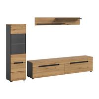 Dnevni Regal Canu, Siva,barva Hrasta, 3-Delni - črna/hrast artisan, Design, umetna masa/leseni material (221/141/33cm) - Livetastic