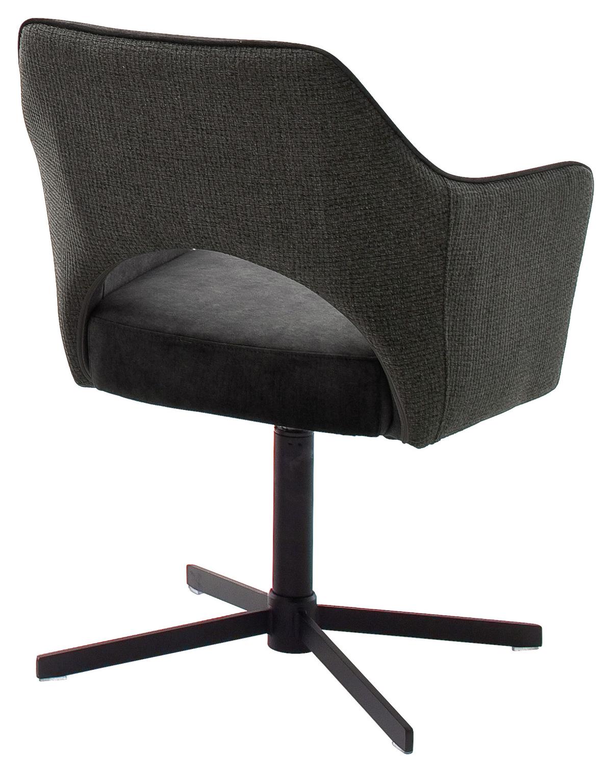 Armlehnstuhl Valletta in Anthrazit Webstoff - Anthrazit/Schwarz, KONVENTIONELL, Textil/Metall (61/85/60cm) - Premium Living