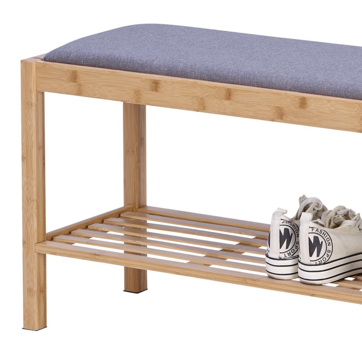 Bancă pentru hol SAM - culoare natur/gri, Modern, materiale naturale/textil (90/46/30cm) - Modern Living