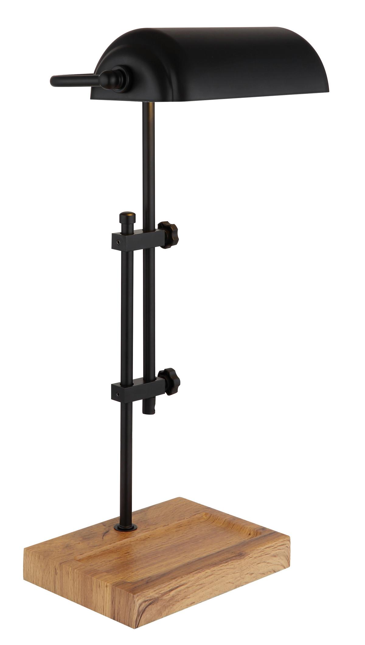 Tischleuchte Madrid Dunkelbraun max. 60 Watt - Dunkelbraun/Schwarz, Natur, Holzwerkstoff/Metall (26,5/18,2/50cm) - Globo