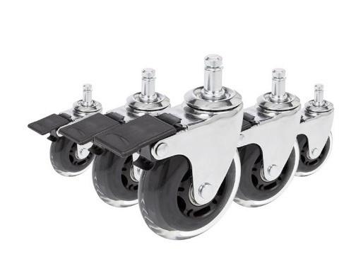 Set Kolesc Za Vrtljivi Stol Rolo Skate, 5-Delni, Z Zavoro - srebrne barve/črna, Basics, kovina/umetna masa (3,6/9,2/7,5cm) - MID.YOU